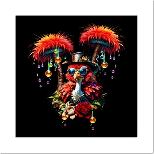 Stunning colorful  steampunk ostrich. Posters and Art